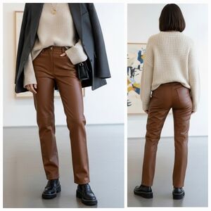 Wilfred 8 Quiet Luxury Modern Contemporary Soft Faux Leather High Rise Pants